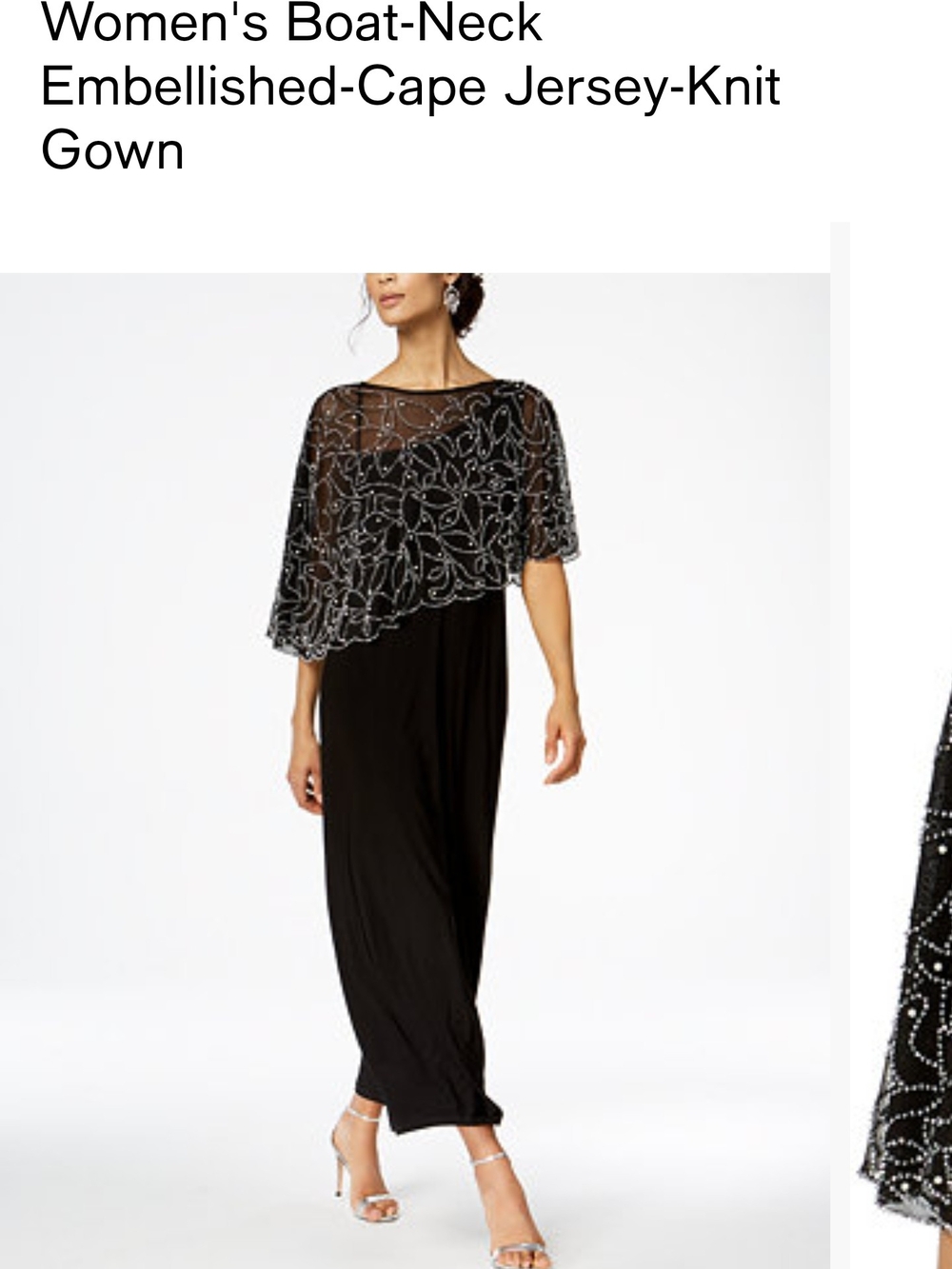 MSK Black Embellished Cape-Jersey Gown